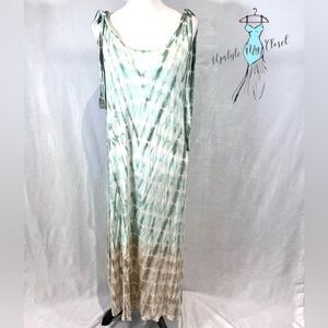 Ingear Resort green and mocha tie dye maxi dress size s/m